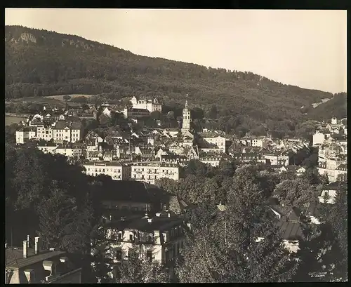 Fotografie Gustav Salzer, Baden-Baden, Ansicht Baden-Baden, Stadtansicht mit Hotel De L'Europe, Grossformat 27 x 22cm