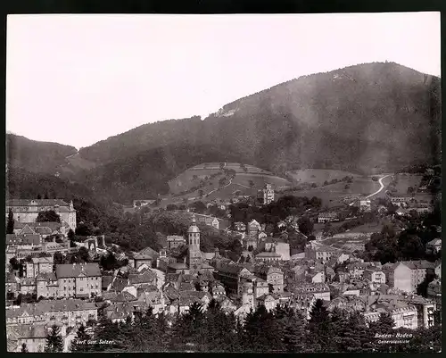 Fotografie Gustav Salzer, Baden-Baden, Ansicht Baden-Baden, General-Ansicht, Grossformat 26 x 21cm