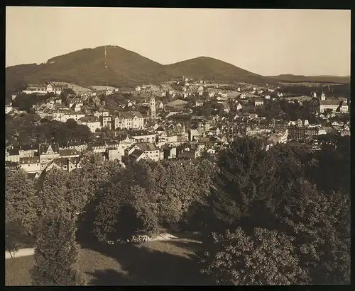 Fotografie Gustav Salzer, Baden-Baden, Ansicht Baden-Baden, Panorama der Stadt mit Blick zum Merkur, 27 x 22cm