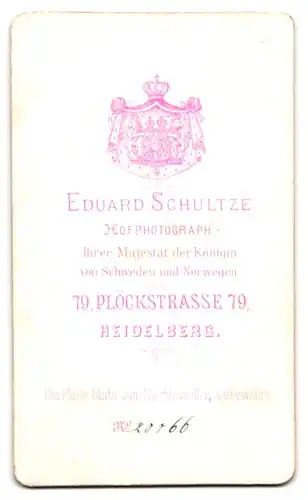 Fotografie Eduard Schultze, Heidelberg, Plöckstrasse 79, Kleines Mädchen mit Pony und Schleife im Haar