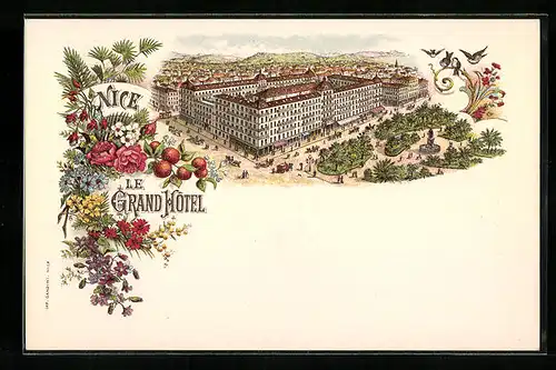 Lithographie Nice, Le Grand Hotel