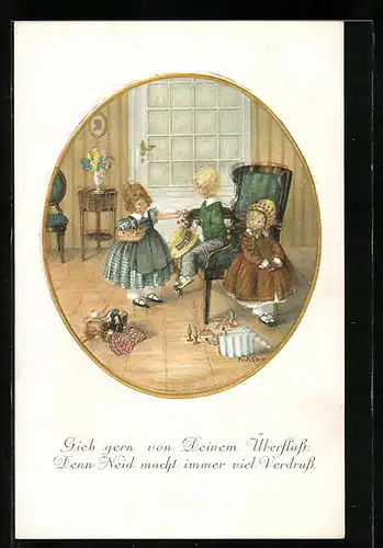 Künstler-AK Pauli Ebner: Mädchen mit Kirschen für Jungen