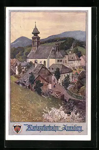 AK Deutscher Schulverein Nr. 715: Annaberg a. d. Mariazellerbahn, Kirche im Ortsbild