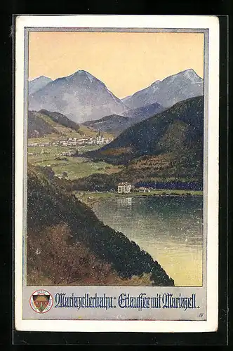 AK Deutscher Schulverein Nr. 719: Mariazell a. d. Mariazellerbahn, Ortsansicht mit Erlaufsee