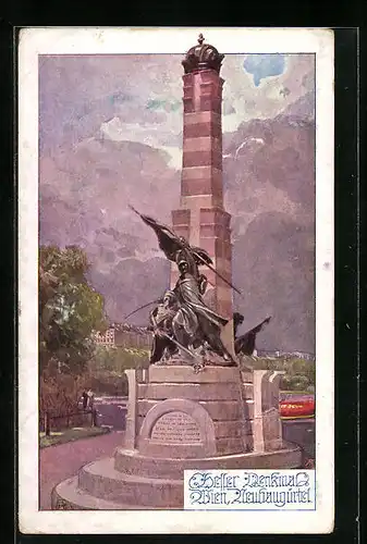 AK Deutscher Schulverein Nr. 899: Wien, Heller-Denkmal am Neubaugürtel