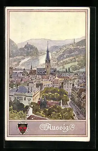 AK Deutscher Schulverein Nr. 225: Aussig, Teilansicht mit Elbtal