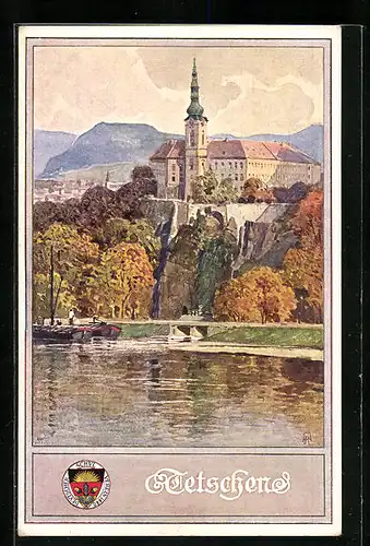 AK Deutscher Schulverein Nr. 229: Tetschen, Blick zum Schloss