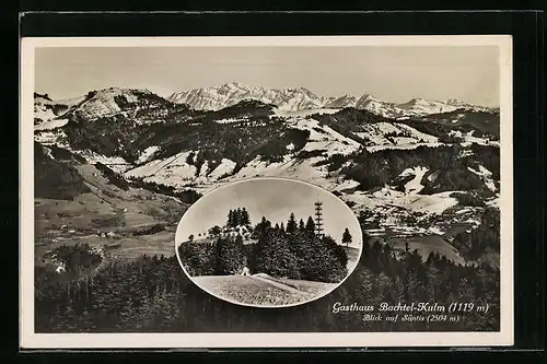 AK Wernetshausen, Gasthaus Bachtel-Kulm, Blick auf Säntis