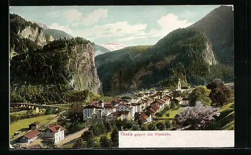 AK Thusis, Ortsansicht mit Viamala-Schlucht