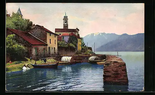 AK Gambarogno-Vira, Parite am See mit Blick auf den Steg