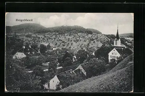 AK Reigoldswil, Ortspartie mit Kirche