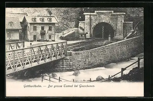 AK Goeschenen, Gotthardbahn, Der grosse Tunnel