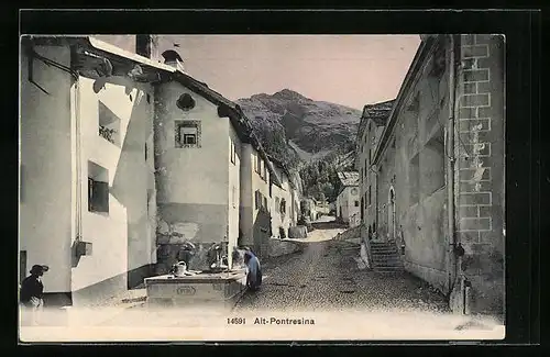 AK Pontresina, Strassenpartie in der Altstadt