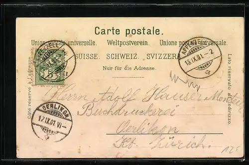 Lithographie Appenzell, Totalansicht aus der Ferne