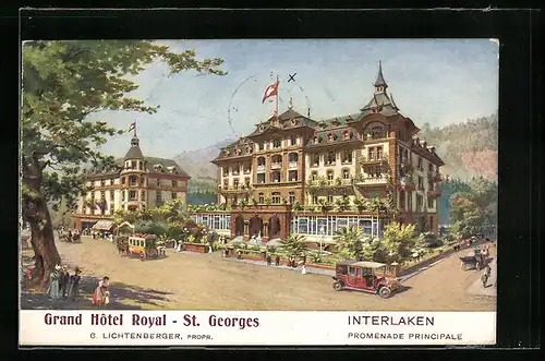 Künstler-AK Interlaken, Grand Hotel Royal St. Georges, Promenade Principale