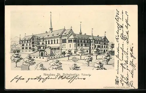 Lithographie Tübach, Neubau des St. Scholasticas