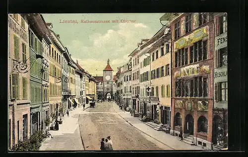 AK Liestal, Rathausstrasse mit Obertor