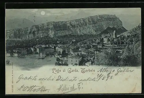 Mondschein-AK Torbole, Lago di Garda