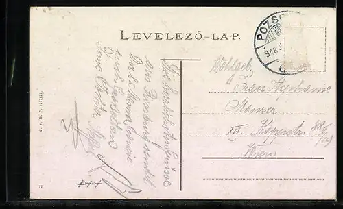 AK Pozsony, Uferpartie mit Dampfer