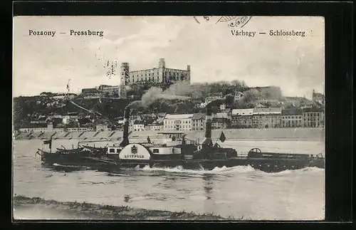 AK Pressburg, Schlossberg und Dampfer Luitpold