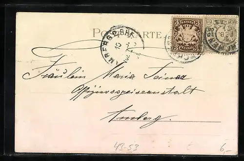 Lithographie Volkstanz Schuhplattler