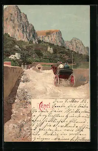 Künstler-AK Capri, Kutschfahrt über die Insel