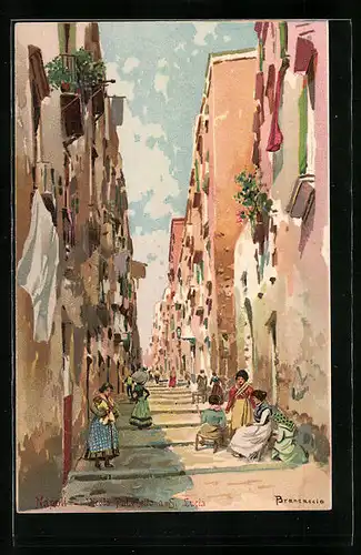 Künstler-AK Napoli, Vicolo Pallonetto a S. Lucia