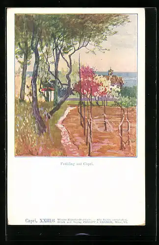 Künstler-AK Capri, Landschaftsmotiv im Frühling