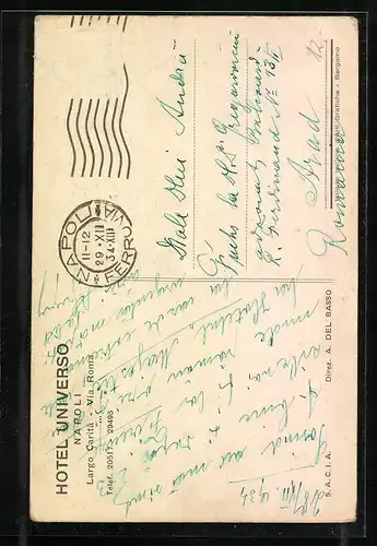 AK Napoli, Hotel Universo, Via Roma