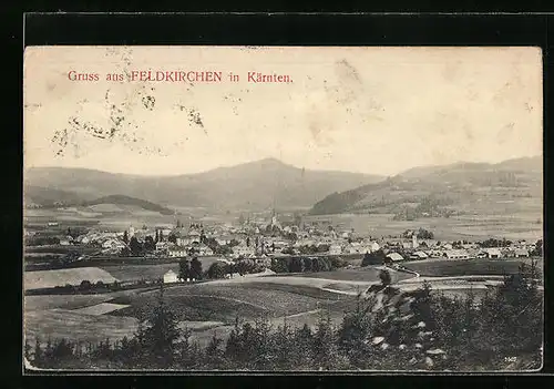 AK Feldkirchen, Ortsansicht mit Kirche