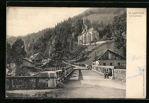 AK St. Leonhard, Ortsansicht mit Kirche