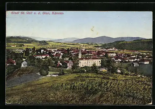 AK St. Veit a. d. Glan, Ortsansicht mit Kirche