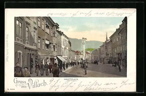 AK Villach, Strassenpartie am Hauptplatz