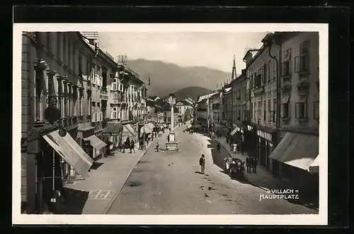 AK Villach, Strassenpartie am Hauptplatz