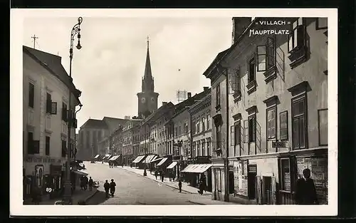 AK Villach, Strassenpartie am Hauptplatz