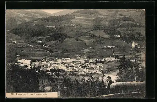 AK St. Leonhard im Lavantthale, Talblick aus der Ferne