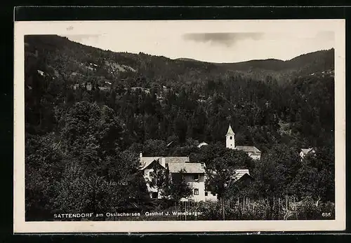 AK Sattendorf am Ossiachersee, Gasthof J. Weneberger in Waldlandschaft