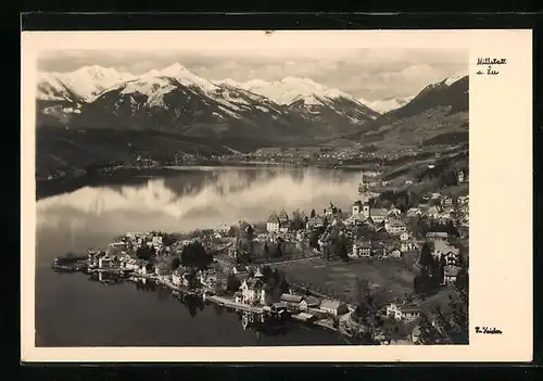 AK Millstatt, Ortsansicht mit Kirche aus der Vogelschau