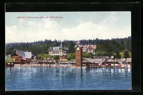 AK Wörthersee, Militär-Schwimmschule mit Uhrturm