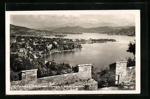 AK Pörtschach a. Wörthersee, Ortsansicht von der Aussichtswarte hohe Gloriette