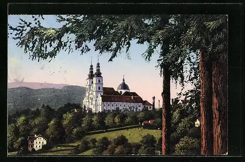 AK Maria Trost bei Graz, Sicht auf die Basilika Mariatrost