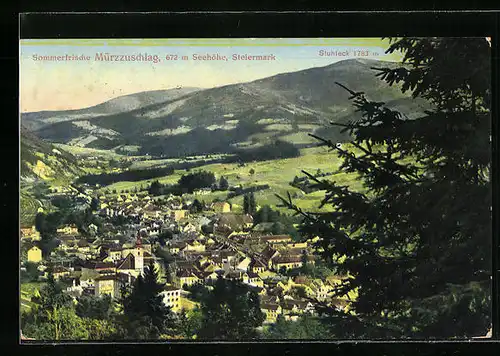 AK Mürzzuschlag, Ortsansicht aus der Vogelschau