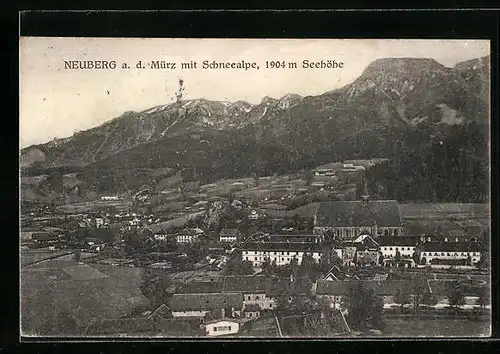 AK Neuberg a. d. Mürz, Ortspartie mit Schneealpe