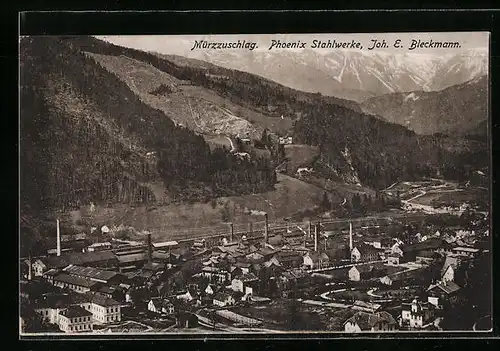 AK Mürzzuschlag, Ortsansicht mit Bahnhof