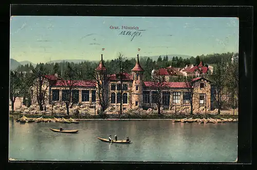 AK Graz, Ruderboote auf dem Hilmteich