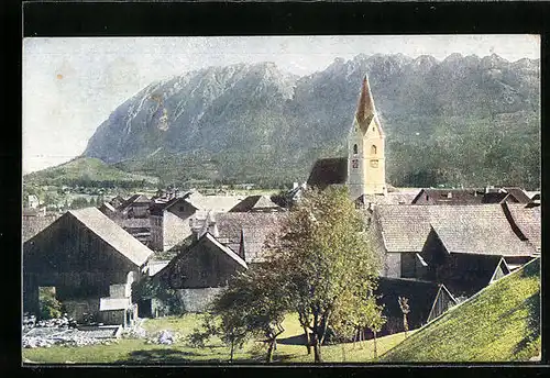 AK Mitterndorf, Häuser im Stadtkern mit Kirche