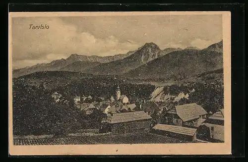 AK Tarvisio, Ortsansicht in Waldlandschaft