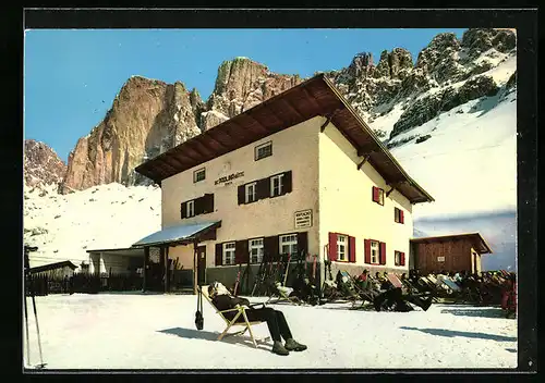 AK Karerpass, Gasthaus Paolina im Winter