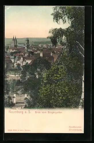 AK Naumburg a. S., Panoramablick vom Bürgergarten