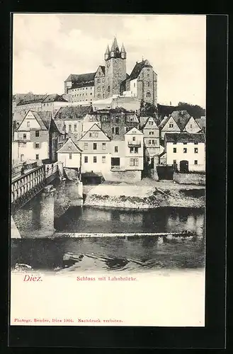 AK Diez a. d. L., Schloss und Lahnbrücke